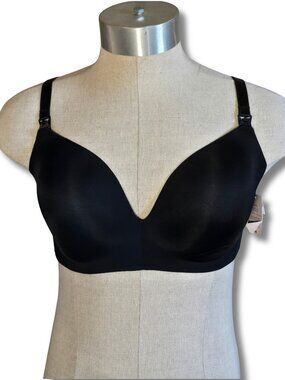 NWT Auden Lightly Lined Convertible Wire-Free NURSING Bra 38DDD BLACK